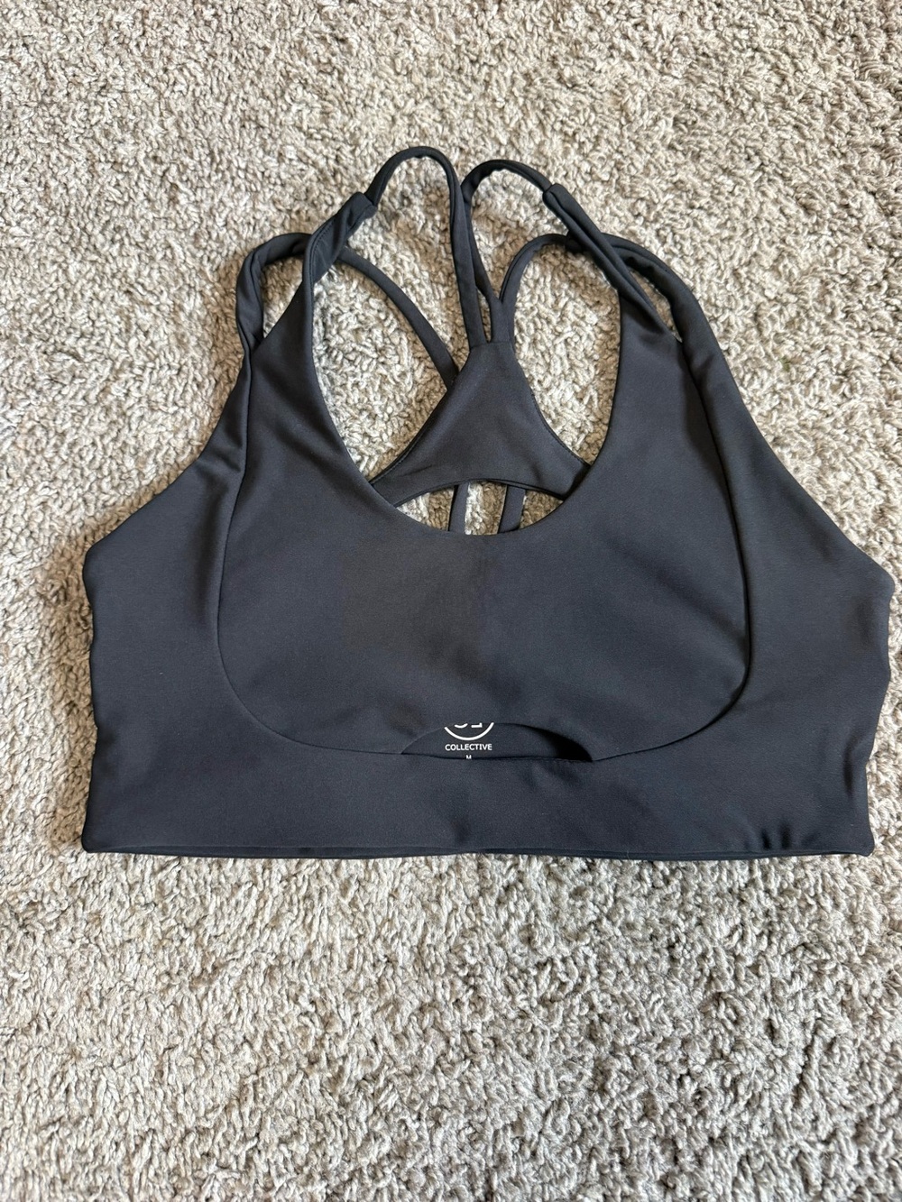 Black Strappy Sports Bra - Picture 2 of 2
